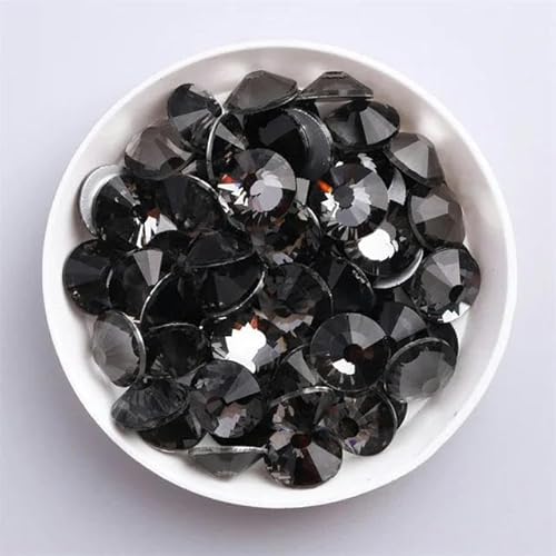 Glas-Strasssteine mit flacher Rückseite, Glitzer-Kristall-AB-Steine, zum Aufkleben, Strass-Strasssteine für Nagelkunst, Kleidungsdekoration, 7 Schwarzer Diamant, SS20, 1 von ZFISH