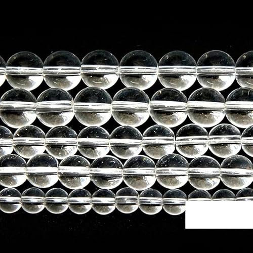 Glatte, klare Quarzkristalle aus Naturstein, lose Perlen, 15 Zoll Strang, 4, 6, 8, 10, 12, 14 mm, wählbare Größe zur Schmuckherstellung, 8 mm, 45 bis 48 Stück von ZFISH