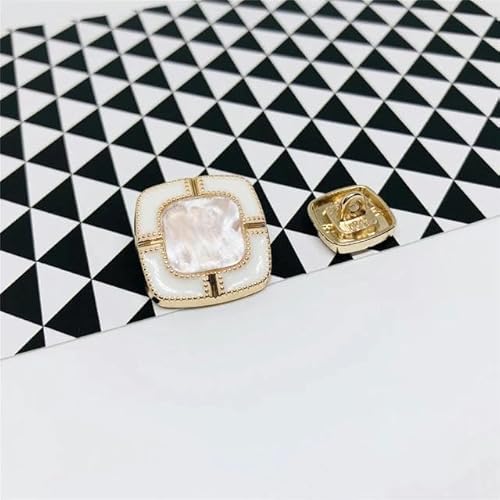 Handgemachte DIY-Nähzubehörknöpfe für Kleidung Damenkleidung Dekorative Knöpfe 20 mm quadratische Metallknöpfe für Hemdmantel-Weißes Quadrat-20 mm-10 Stück von ZFISH