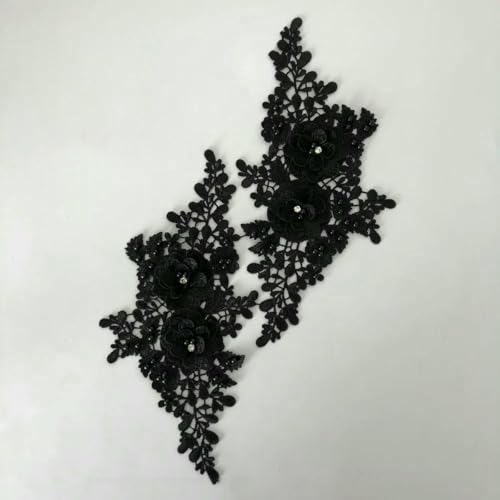 Mehrfarbiges Paar Blumenausschnitt ABS Perlen 3D Strass Stickerei Spitze Kleid Stoff DIY Nähen Hochzeit Applikation Zubehör-YL1885 von ZFISH