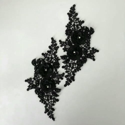 Mehrfarbiges Paar Blumenausschnitt ABS Perlen 3D Strass Stickerei Spitze Kleid Stoff DIY Nähen Hochzeit Applikation Zubehör-YL1885 von ZFISH