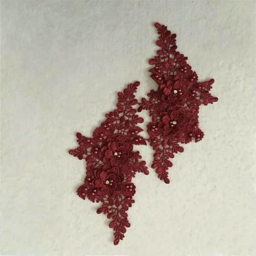 Mehrfarbiges Paar Blumenausschnitt ABS Perlen 3D Strass Stickerei Spitze Kleid Stoff DIY Nähen Hochzeit Applikation Zubehör-YL1973 von ZFISH