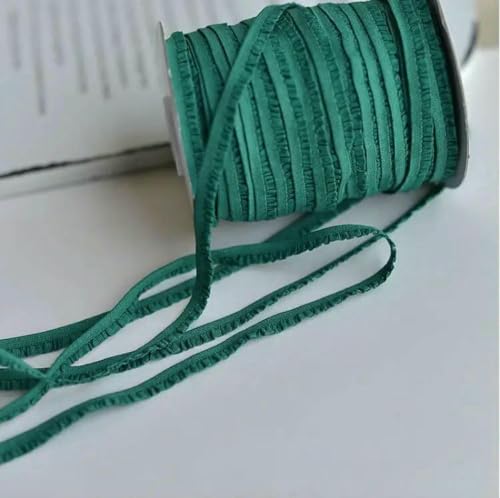 Meter/Los 6 mm plissierte Stretch-Spitzenbesätze, Bänder, gekräuseltes Gummiband, Baby-Haarband, Gürtel, Schuhe, dekorative Bänder, DIY-Bastelarbeiten, dunkelgrün, 5 Meter von ZFISH