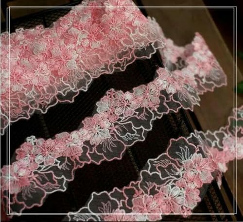 Meter Regenbogen-Spitzenblumenbesatz, besticktes Spitzenband, Stoff, Nähhandwerk für Kostümkleidungsdekoration, 5,5 cm Breite, Rosa, 1 Meter Meter Regenbogen-Spitzenblumenbesatz, besticktes Spitzenband, Stoff, Nähhandwerk für Kostümkleidungsdekoration, 5,5 cm Breite, Rosa, 1 Meter von ZFISH