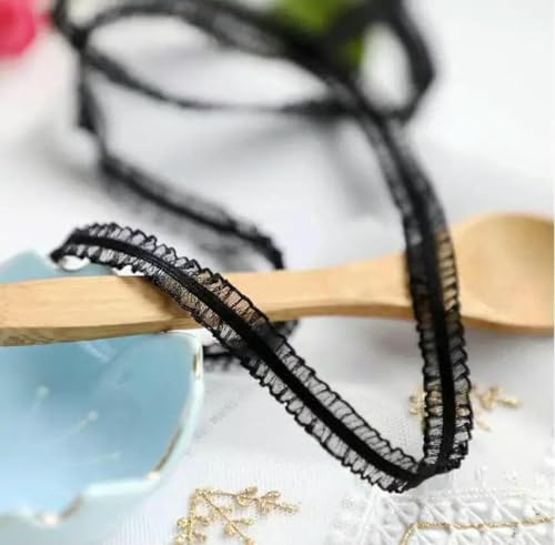 Meter plissiertes elastisches Spitzenband, rosafarben, bestickter Netzspitzenbesatz zum Nähen von Kleidung/Hochzeit/Dekoration/Scrapbooking-schwarz-5 Meter von ZFISH