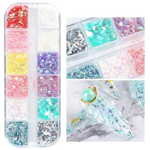 Natürliche Abalone-Muschelscheiben, Nagelkunst-Dekorationen, 3D-zerbrochene Muschelsteinflocken, Charms, Nägel, Zubehör, Maniküre-JX02 von ZFISH