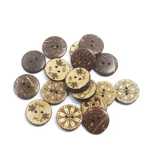 Natürlicher, umweltfreundlicher Kokosnussschalen-Holzknopf/Basteln für Kleidung, 2 Löcher, Kinder, Scrapbook, dekoratives Nähzubehör, 18 mm, 50 Stück Natürlicher, umweltfreundlicher Kokosnussschalen-Holzknopf/Basteln für Kleidung, 2 Löcher, Kinder, Scrapbook, dekoratives Nähzubehör, 18 mm, 50 Stück von ZFISH