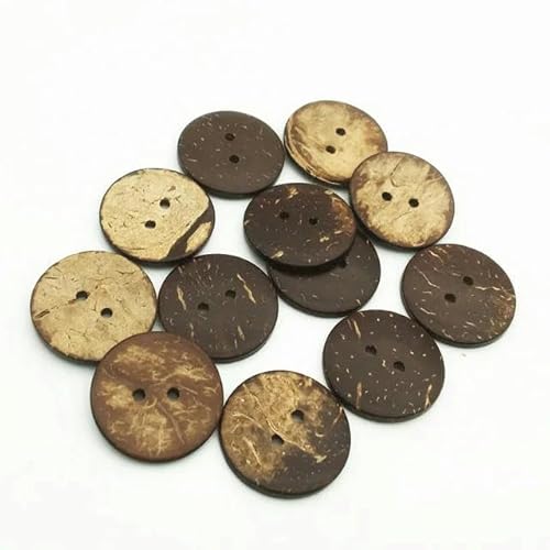 Natürlicher, umweltfreundlicher Kokosnussschalen-Holzknopf/Basteln für Kleidung, 2 Löcher, Kinder, Scrapbook, dekoratives Nähzubehör, 25 mm, 20 Stück von ZFISH
