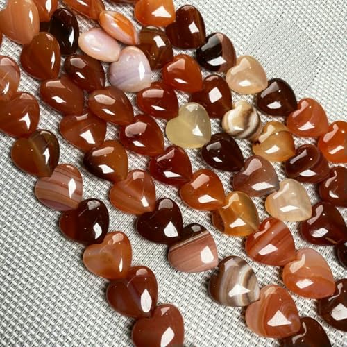 Naturstein-Achat, Türkis, Verkrustete, Rosenquarz-Perlen, Herzform, lose Perlen für die Schmuckherstellung, DIY-Armband, Halskette, 16 x 16 x 8 mm, Roter Achat von ZFISH