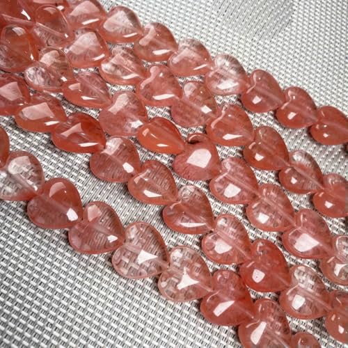 Naturstein-Achat-Türkis-Rosenquarz-Perlen, Herzform, lose Perlen für die Schmuckherstellung, DIY-Armband, Halskette, 16 x 16 x 8 mm, Wassermelonenrot von ZFISH