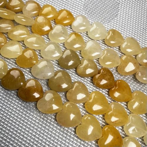 Naturstein-Achat-Türkis-Verkrustete Rosenquarz-Perlen Herzform Lose Perlen für Schmuckherstellung DIY Armband Halskette 16x16x8mm-Gelbe Jade von ZFISH