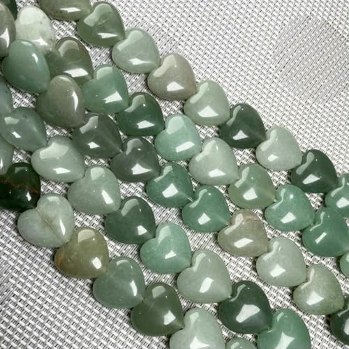 Naturstein-Achat-Türkis-Verkrustete Rosenquarz-Perlen Herzform Lose Perlen für Schmuckherstellung DIY Armband Halskette 16x16x8mm-Grüner Aventurin von ZFISH