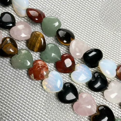 Naturstein-Achat-Türkis-Verkrustete Rosenquarz-Perlen Herzform Lose Perlen für die Schmuckherstellung DIY Armband Halskette 16x16x8mm-Farbmischung von ZFISH