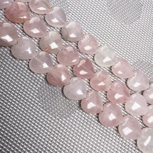 Naturstein-Achat-Türkis-Verkrustete Rosenquarz-Perlen Herzform Lose Perlen für die Schmuckherstellung DIY Armband Halskette 16x16x8mm-Rosenquarz von ZFISH