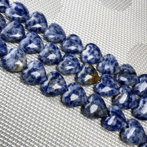 Naturstein-Achat-Türkis-Verkrustete Rosenquarz-Perlen Herzform Lose Perlen für die Schmuckherstellung DIY Armband Halskette 16x16x8mm-Sodalith von ZFISH