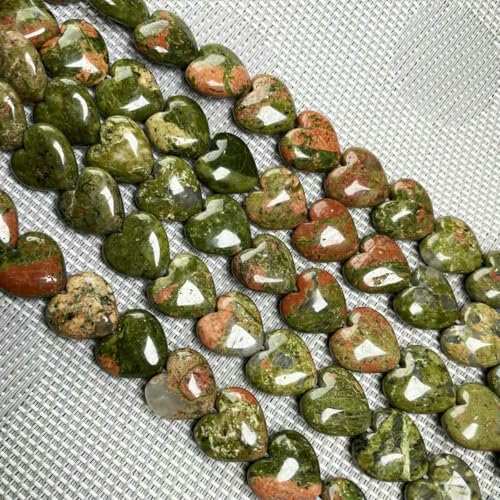 Naturstein-Achat-Türkis-Verkrustete Rosenquarz-Perlen Herzform Lose Perlen für die Schmuckherstellung DIY Armband Halskette 16x16x8mm-Unakit von ZFISH