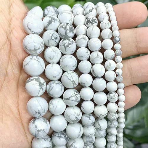 Natursteinperlen, Jaspis, Amazonit, Türkis, Achate, runde Perlen zur Schmuckherstellung, DIY-Armband, Ohrringe, 4/6/8/10/12 mm, Howlith-Türkise, 6 mm, ca. 62 Stück Natursteinperlen, Jaspis, Amazonit, Türkis, Achate, runde Perlen zur Schmuckherstellung, DIY-Armband, Ohrringe, 4/6/8/10/12 mm, Howlith-Türkise, 6 mm, ca. 62 Stück von ZFISH