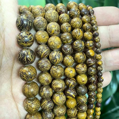 Natursteinperlen, Jaspis, Amazonit, Türkis, Achate, runde Perlen zur Schmuckherstellung, DIY-Armband, Ohrringe, 4/6/8/10/12 mm, goldenes Seidenholz, 14,0 mm, ca. 26 Stück Natursteinperlen, Jaspis, Amazonit, Türkis, Achate, runde Perlen zur Schmuckherstellung, DIY-Armband, Ohrringe, 4/6/8/10/12 mm, goldenes Seidenholz, 14,0 mm, ca. 26 Stück von ZFISH