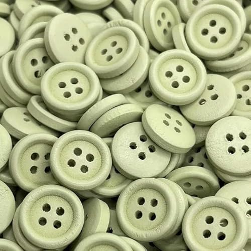 Neue 15 mm 30 Stück/Packung 7 Farben Runder Kinderknopf aus Holz Handgefertigtes Sammelalbum Hochzeitsdekoration Nähzubehör-Grün-30 Stück 15 mm Breite von ZFISH