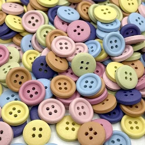 Neue 15 mm 30 Stück/Packung 7 Farben Runder Kinderknopf aus Holz Handgefertigtes Sammelalbum Hochzeitsdekoration Nähzubehör-Mix-30 Stück 15 mm Breite von ZFISH