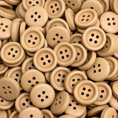 Neue 15 mm 30 Stück/Packung 7 Farben Runder Kinderknopf aus Holz Handgefertigtes Sammelalbum Hochzeitsdekoration Nähzubehör-braun-30 Stück 15 mm Breite von ZFISH
