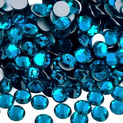 Neue Neon-Hotfix-Strasssteine SS6-SS30 aus Glas mit flacher Rückseite, Glitzer-Glas-Strasssteine für Brautkleider, Pfauenblau, SS12-1440 Stück Neue Neon-Hotfix-Strasssteine SS6-SS30 aus Glas mit flacher Rückseite, Glitzer-Glas-Strasssteine für Brautkleider, Pfauenblau, SS12-1440 Stück von ZFISH