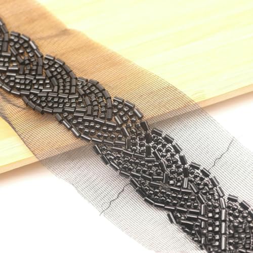 Organza-Perlen-Spitzenbesatz, Leinen, gedreht, strapazierfähiges Reisperlen-Spitzenband, DIY-Kleidung, Damenbekleidung, Haarschmuck, a, 2 Yard von ZFISH