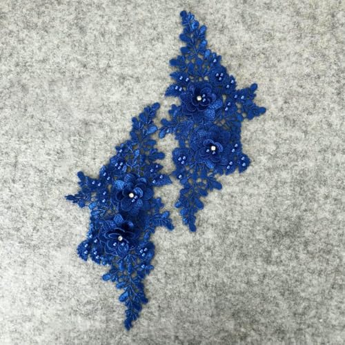 Paar Blumen Polyester Hohlkragen 3D Strass ABS Perle Kleid Wunderschöne DIY Spitze Handwerk Stickerei Applikation-Stil 1883-1D-L von ZFISH
