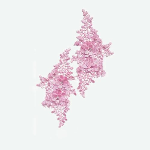 Paar Blumen Polyester Hohlkragen 3D Strass ABS Perle Kleid Wunderschöne DIY Spitze Handwerk Stickerei Applikation-Stil 2396-1D-L von ZFISH