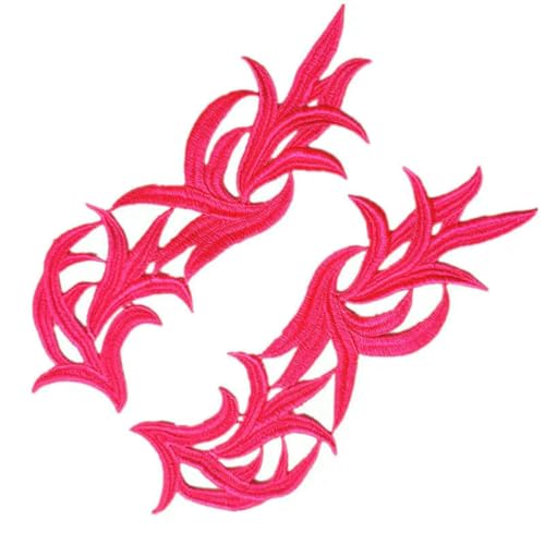Paar weiß schwarz fluoreszierend bunt floral Spitze Stoff Nähen Hochzeit Kleid Applikation Spitze Patch/gemischte Charge DA008-5 Paare Fluo Pink-1-5pairs von ZFISH