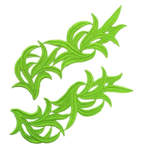 Paar weiß schwarz fluoreszierend bunt floral Spitze Stoff Nähen Hochzeit Kleid Applikation Spitze Patch/gemischte Charge DA008-5 Paare Fluo grün-5 Paar von ZFISH