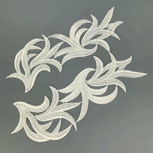 Paar weiß schwarz fluoreszierend bunt floral Spitze Stoff Nähen Hochzeit Kleid Applique Spitze Patch/Mischcharge DA008-5 Paare weiß-5pairs von ZFISH