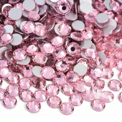 Pink-Serie, nicht Hotfix-Strasssteine SS6–SS30, Nagel-Charm-Art, flache Rückseite, Kristalle, Super-Glitzer-Glas-Strass für Heimwerkerarbeiten, Pink-SS20 – 1440 Stück von ZFISH
