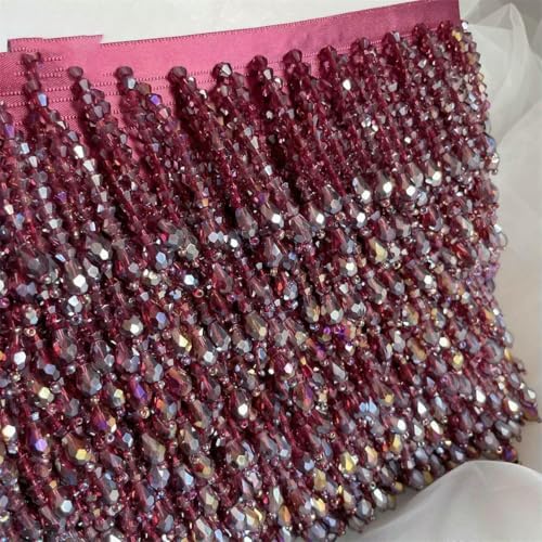 Quasten mit Perlen, Spitzenbesatz in 36 Farben, für Kleidungsstücke, Kleider, Quasten, Spitzendekoration, Schuhe, Ornamente, weiß/schwarz, hängender Perlenvorhang, RS2229-2, Dunkelweinrot, 1 Quasten mit Perlen, Spitzenbesatz in 36 Farben, für Kleidungsstücke, Kleider, Quasten, Spitzendekoration, Schuhe, Ornamente, weiß/schwarz, hängender Perlenvorhang, RS2229-2, Dunkelweinrot, 1 von ZFISH