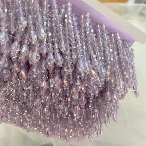 Quasten mit Perlen, Spitzenbesatz in 36 Farben, für Kleidungsstücke, Kleider, Quasten, Spitzendekoration, Schuhe, Ornamente, weiß/schwarz, hängender Perlenvorhang, RS2229-2, Hellviolett, 1 Y Quasten mit Perlen, Spitzenbesatz in 36 Farben, für Kleidungsstücke, Kleider, Quasten, Spitzendekoration, Schuhe, Ornamente, weiß/schwarz, hängender Perlenvorhang, RS2229-2, Hellviolett, 1 Y von ZFISH