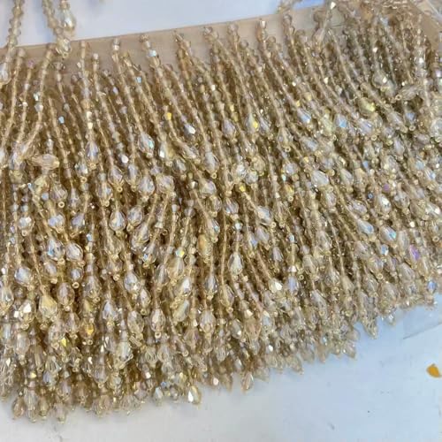 Quasten mit Perlen, Spitzenbesatz in 36 Farben, für Kleidungsstücke, Kleider, Quasten, Spitzendekoration, Schuhe, Ornamente, weiß/schwarz, hängender Perlenvorhang, RS2229-2, Khaki, 1 Yard Quasten mit Perlen, Spitzenbesatz in 36 Farben, für Kleidungsstücke, Kleider, Quasten, Spitzendekoration, Schuhe, Ornamente, weiß/schwarz, hängender Perlenvorhang, RS2229-2, Khaki, 1 Yard von ZFISH