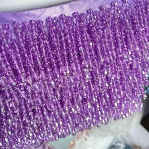 Quasten mit Perlen, Spitzenbesatz in 36 Farben, für Kleidungsstücke, Kleider, Quasten, Spitzendekoration, Schuhe, Ornamente, weiß/schwarz, hängender Perlenvorhang, RS2229-2, Lila, 1 Yar Quasten mit Perlen, Spitzenbesatz in 36 Farben, für Kleidungsstücke, Kleider, Quasten, Spitzendekoration, Schuhe, Ornamente, weiß/schwarz, hängender Perlenvorhang, RS2229-2, Lila, 1 Yar von ZFISH