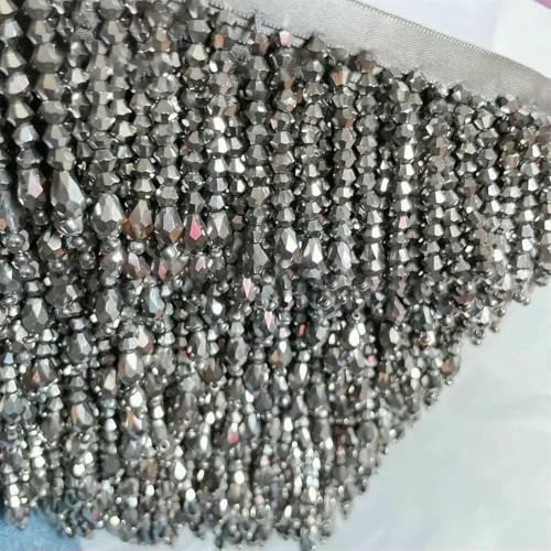 Quasten mit Perlen, Spitzenbesatz in 36 Farben, für Kleidungsstücke, Kleider, Quasten, Spitzendekoration, Schuhe, Ornamente, weiß/schwarz, hängender Perlenvorhang, RS2229-2-Grau-1 Yard Quasten mit Perlen, Spitzenbesatz in 36 Farben, für Kleidungsstücke, Kleider, Quasten, Spitzendekoration, Schuhe, Ornamente, weiß/schwarz, hängender Perlenvorhang, RS2229-2-Grau-1 Yard von ZFISH