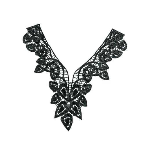 Rundhalsausschnitt, V-Ausschnitt, schwarz, weiß, DIY-Nähen, Stickerei, Spitze, dekorative Kleidung, Qipao-Kleid, Kleiderzubehör, Stil 11 (1 Stück) von ZFISH