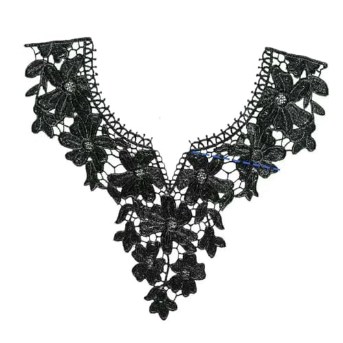 Rundhalsausschnitt, V-Ausschnitt, schwarz, weiß, DIY-Nähen, Stickerei, Spitze, dekorative Kleidung, Qipao-Kleid, Kleiderzubehör, Stil 23 (1 Stück) von ZFISH
