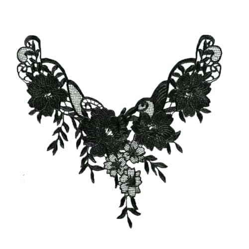 Rundhalsausschnitt, V-Ausschnitt, schwarz, weiß, DIY-Nähen, Stickerei, Spitze, dekorative Kleidung, Qipao-Kleid, Kleiderzubehör, Stil 25 (1 Stück) von ZFISH
