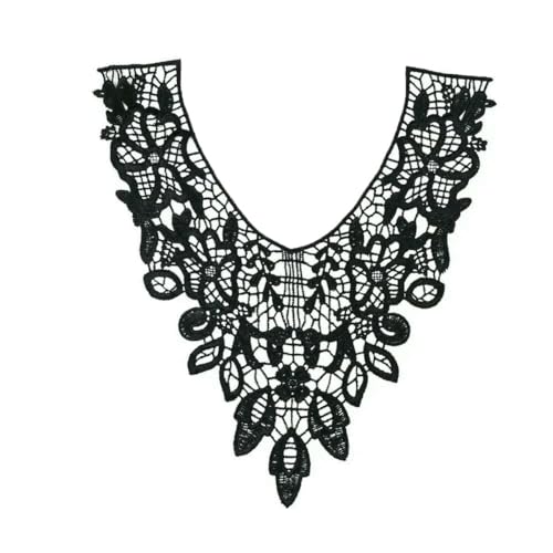 Rundhalsausschnitt, V-Ausschnitt, schwarz, weiß, DIY-Nähen, Stickerei, Spitze, dekorative Kleidung, Qipao-Kleid, Kleiderzubehör, Stil 35 (1 Stück) von ZFISH