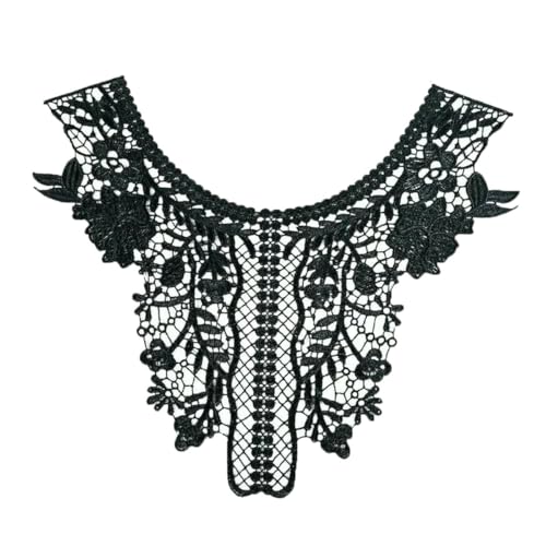 Rundhalsausschnitt, V-Ausschnitt, schwarz, weiß, DIY-Nähen, Stickerei, Spitze, dekorative Kleidung, Qipao-Kleid, Kleiderzubehör, Stil 9 (1 Stück) von ZFISH