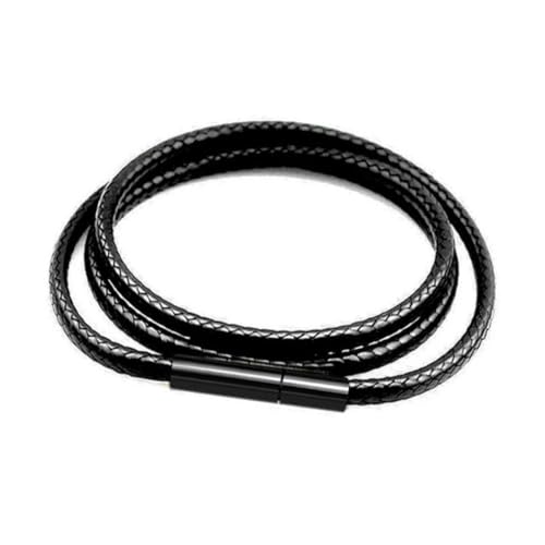 Schwarze Lederkette für DIY-Frauen und Männer, handgefertigt, geflochtenes Seil, Lange Halskette, 40/50/60/70 cm, Hals-Anhänger, Kettenschmuck – Schwarz 1,5 mm – 65 cm Schwarze Lederkette für DIY-Frauen und Männer, handgefertigt, geflochtenes Seil, Lange Halskette, 40/50/60/70 cm, Hals-Anhänger, Kettenschmuck – Schwarz 1,5 mm – 65 cm von ZFISH