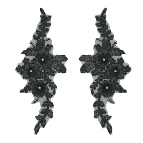 Schwarze und dreidimensionale 3D-Blumendekoration, Perlen-Strass-Stickerei, DIY-Kleidung, Bastelbedarf, Zubehör – Stil 10 (1 Paar) – anzeigen von ZFISH