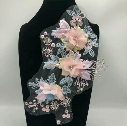 Stück Blumen Imitation Perle Spitzenkragen Stickerei DIY 3D Tüll Spitze Patch Dekoration Kleidung Applikation Zubehör-Standard von ZFISH