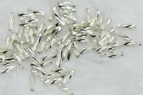 Twist Tube Beads AB-Farbe Tschechische Glas gefütterte Bugle Bead Bulk Großhandel Big Bag für Schmuckherstellung Fransen 2x6mm 2x12mm-Silber-2x12mm 5000 Stück von ZFISH