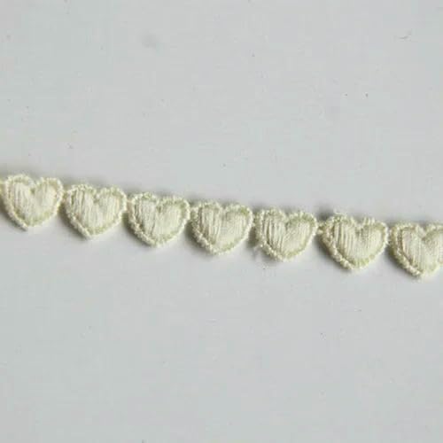 Wasserlösliches Spitzenband mit Herzstickerei, Nähstoff für DIY-Bekleidung, Schwarz und Weiß, Handarbeit, 0,8 cm breit, 5 Yards-Hellgelb-5 Yards von ZFISH