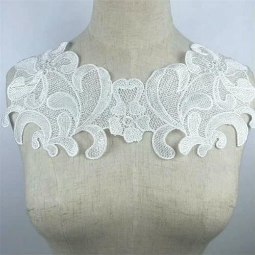 Weißer Stickereikragen Venise Pailletten Blumenstickerei Applikation Spitze Ausschnitt Kragen Bekleidungszubehör Scrapbooking-BW169 von ZFISH
