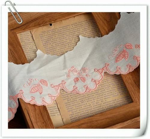 Weißes Baumwollspitzenband, handgefertigter Bastelstoff zum Selbermachen, hohles, mit Blumen besticktes Spitzenband, Heimtextilien-Dekoration, 2 Yards-Stil A Pink-2 Yards von ZFISH